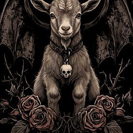 Gothic goat with wings and skull by Pixelbull Design