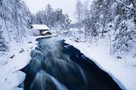 River and watermill in a Finnish winter landscape by Martijn Smeets thumbnail