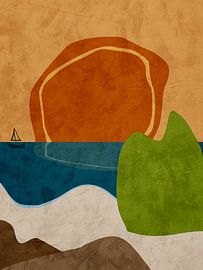 Abstract organic geometric modern art in earth tones by Online Arts