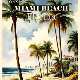 Travel Poster Miami Beach, Florida, USA by Peter Balan