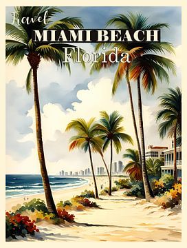 Reisposter Miami Beach, Florida, Verenigde Staten van Peter Balan
