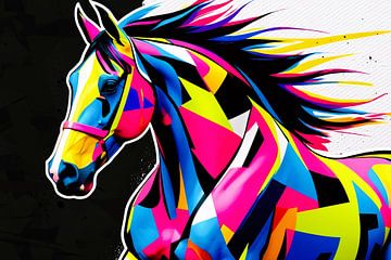 Kleurrijk abstract paard kunstwerk van Art & Soul Creations