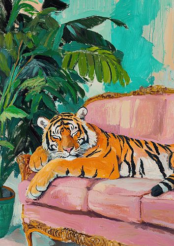 The tiger rests