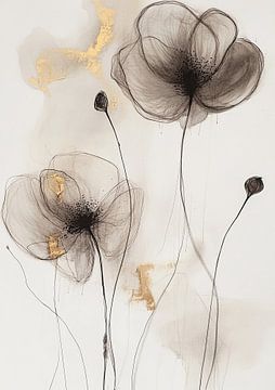 Gouden Bloemen | Whispers of Elegance van Zen en Meer