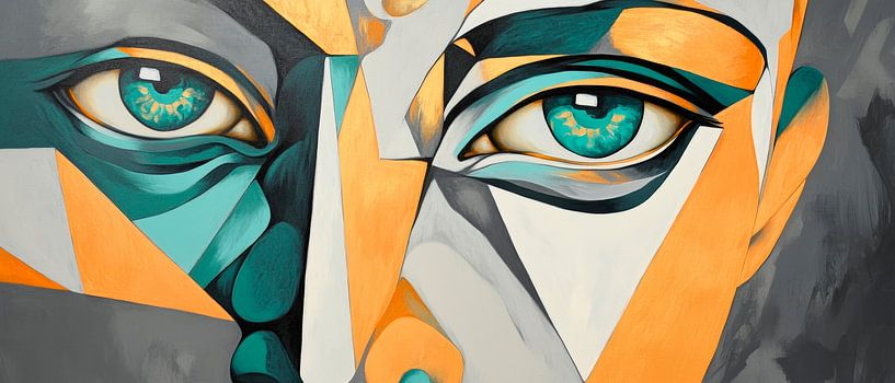Geheimnisvolle Augen – Farbenspiel  Fragmentierte Seelenblick von Poster Art Shop