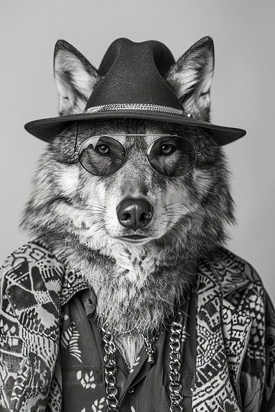 Loup en vêtements de mode par Poster Art Shop
