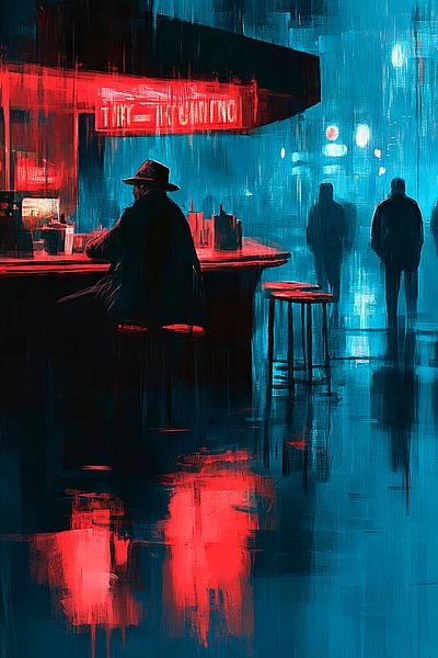 Loneliness at night in the rain by Poster Art Shop