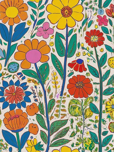 Bloemen en vlinders Stijl Henri Matisse van TOAN TRAN
