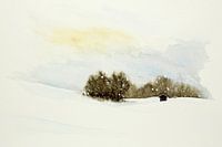 Wintersonne im Skigebiet (Aquarell Malerei Landschaft Winter Skifahren Schnee Schweiz Österreich