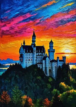 Zonsondergang kasteel Neuschwanstein van MIROKKU