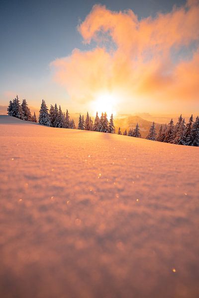 Sunset from Werther Hörne towards Grünten by Leo Schindzielorz