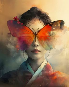 Japanese Butterfly Portrait by But First Framing