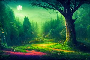 Zauberhafte Gartenlandschaft  im Grünen Illustration