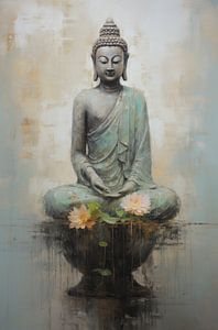 Réflexion sereine : Bouddha et les fleurs
