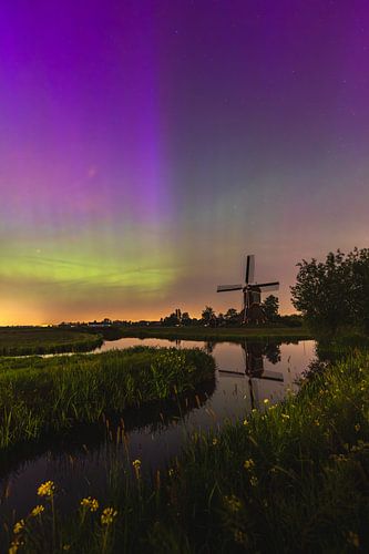 Molen met Noorderlicht in Nederland