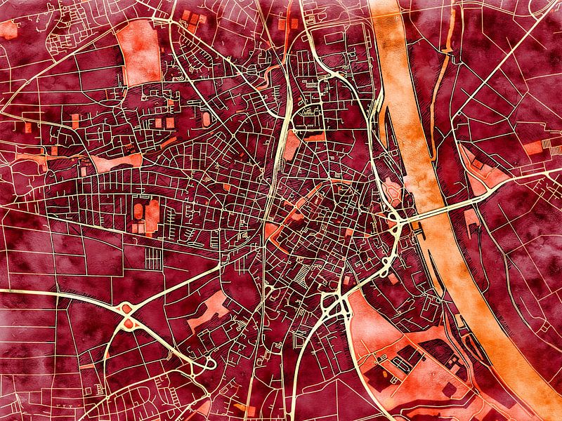 Carte de Worms avec le style 'Amber Autumn' par Maporia
