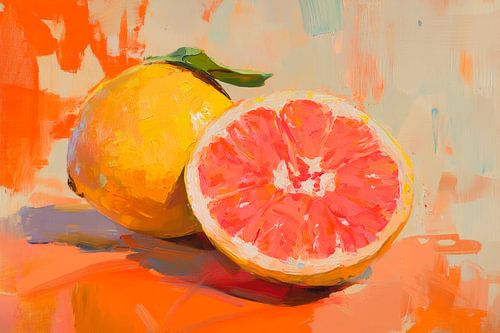 Citroenen en grapefruit in acryl - kleurrijk