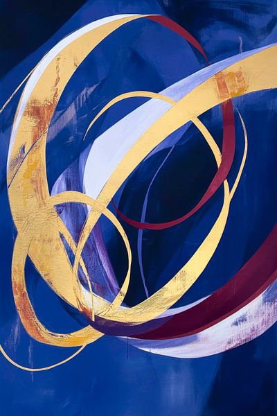 Abstrakte Formen in Blau und Gold von Poster Art Shop