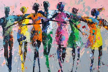 Colorful Crowd Silhouettes