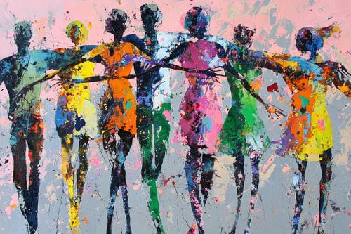 Colourful Crowd Silhouettes