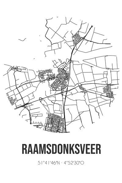 Raamsdonksveer (Noord-Brabant) | Map | Black and White by Prints of Place