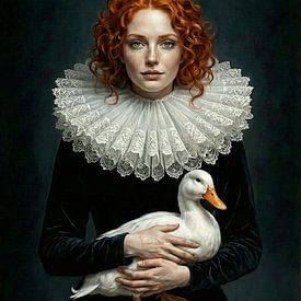 Niederländische Rothaarige mit Ente von Frank Lavooij