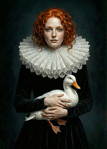 Niederländische Rothaarige mit Ente