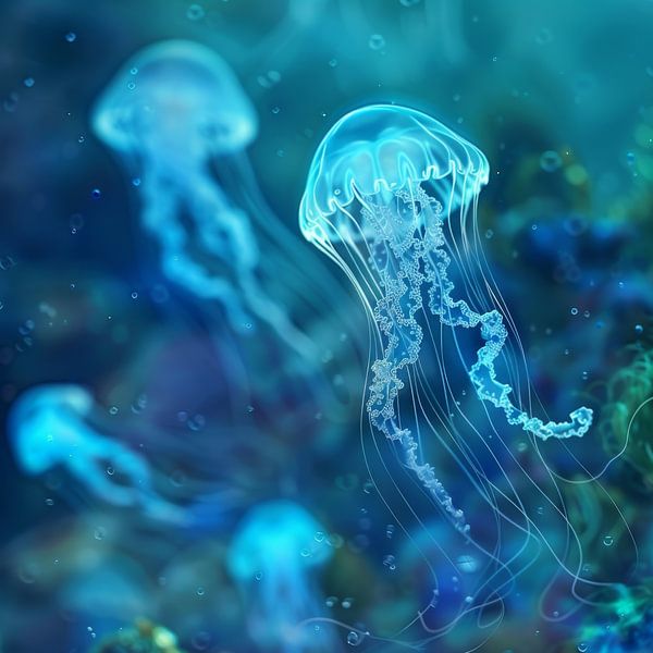 Unterwasserwelt mit Quallen von Poster Art Shop