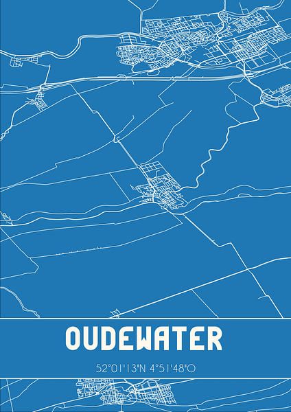Blueprint | Carte | Oudewater (Utrecht) par Affiches de lieux