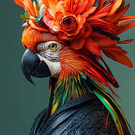 Radiant Parrot: The Art of Natural Elegance by But First Framing