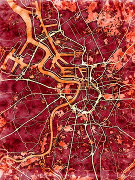 Kaart van Antwerpen groot in de stijl 'Amber Autumn' van Maporia