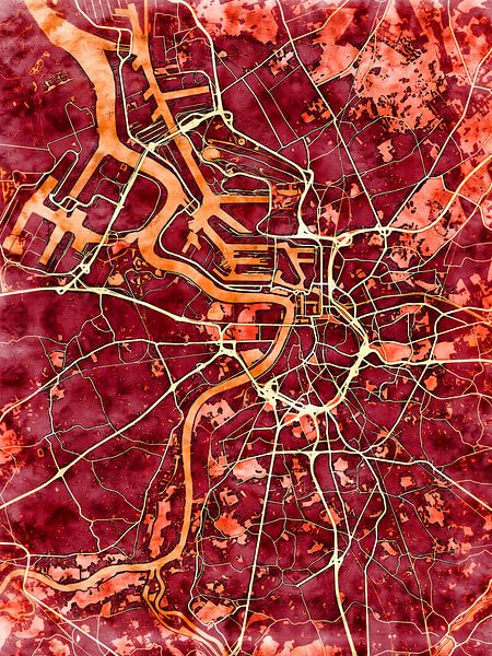 Kaart van Antwerpen groot in de stijl 'Amber Autumn' van Maporia