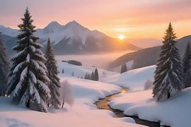 Forêt d'hiver dans le souffle du soir