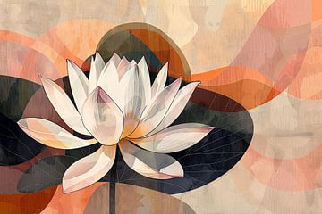 Abstracte Lotusbloem in Kubistische Stijl van De Muurdecoratie