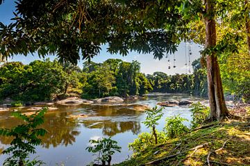 Zicht op de Suriname rivier, Suriname van Marcel Bakker