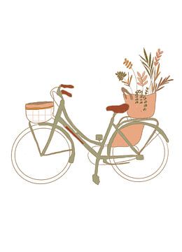 Illustratie fiets met bloemen van Thalien