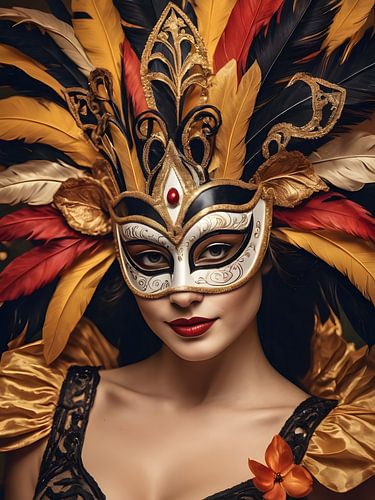 Eine Frau mit einer Karnevalsmaske