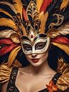 Een vrouw met een carnavalsmasker van 1xMerch thumbnail