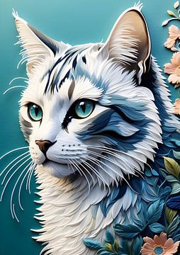 mooie witte en blauwe kat van Eternal Glory