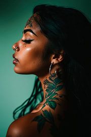 Porträt einer tätowierten Frau von Poster Art Shop
