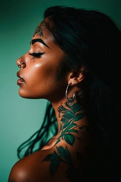Portrait d'une femme tatouée sur Poster Art Shop