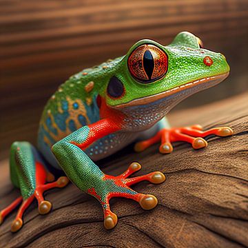 Green Frog with Red Eyes Illustration by Animaflora PicsStock