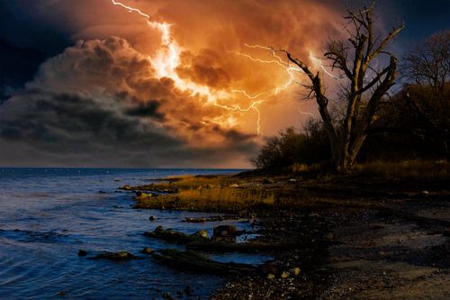 Stormachtige sfeer aan zee