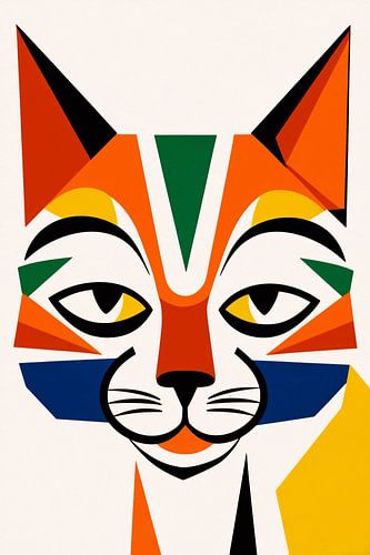 Kleurrijke geometrische kattenkunst