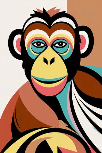 Kleurrijk abstract apenportret