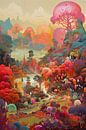 Japanese graphic design with lots of colour by Digitale Schilderijen thumbnail
