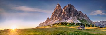 Alpine panorama with beautiful alpine pasture in the Dolomites