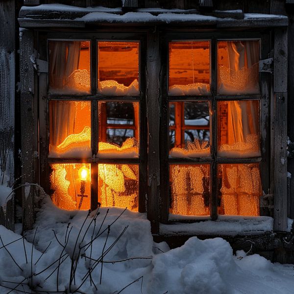 winterhut bos schemering licht raam gezelligheid rust van gm_designs