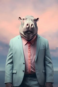 Hippopotame en costume sur haroulita