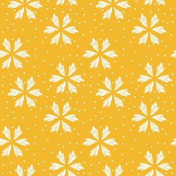 Abstrakte florale Textur mit weißen Punkten auf gelbem Hintergrund von SoftNature Patterns